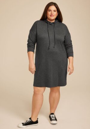 Plus Size Hooded Sweatshirt Dress