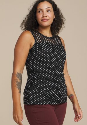 Plus Size Polka Dot Mesh Tank Top