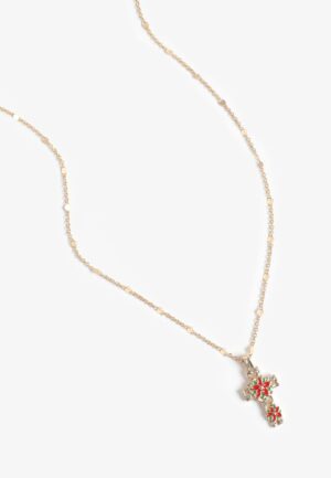Holiday Floral Cross Necklace