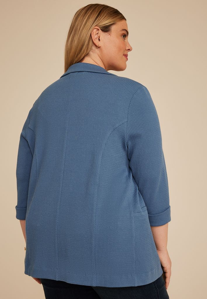 Plus Size Textured Versa 3/4 Sleeve Blazer - Image 2