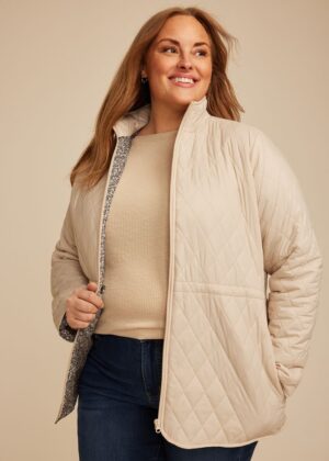 Plus Size Cinch Waist Quilted Jacket