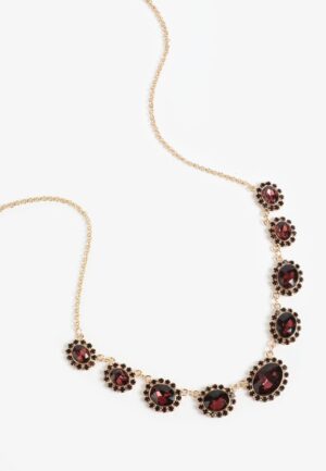 Faux Garnet Oval Necklace