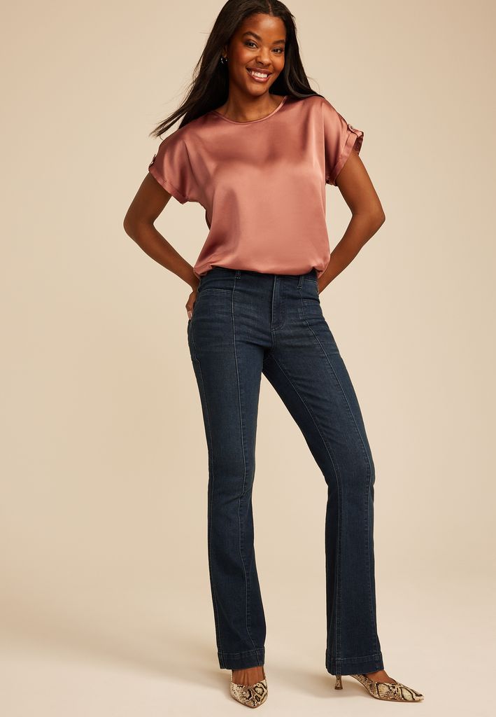 Delton Satin Zipper Back Blouse - Image 3