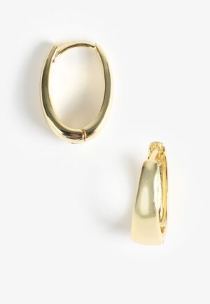 Gold Plated Oval Hoop Earrings