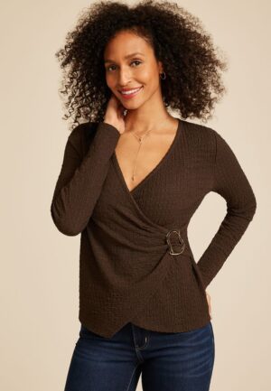 Studio Y Textured Wrap Top