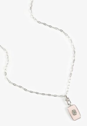 Pink Enamel Stone Pendant Necklace