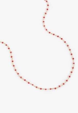 Everyday Layers Gold Red Beaded Necklace