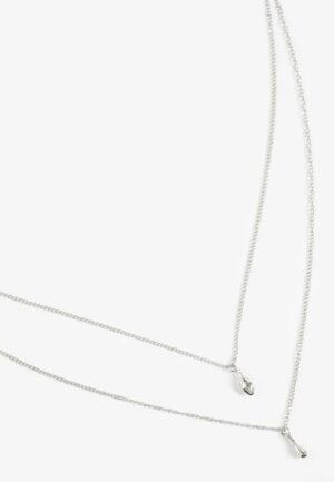Silver Sculpted Teardrop Layered Necklace