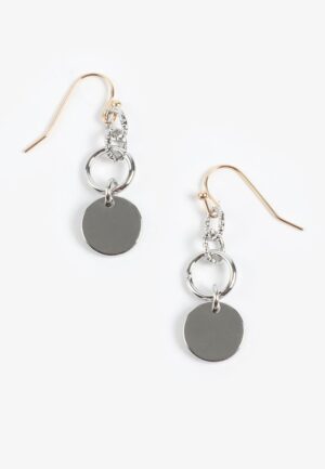 Mixed Metal Disc Link Drop Earrings