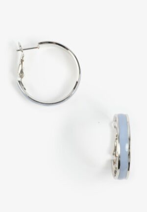 Silver And Blue Enamel Hoop Earrings
