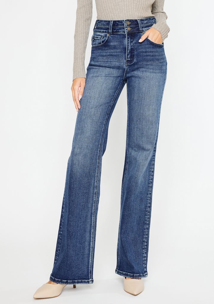 KanCan™ High Rise Double Button Flare Jean