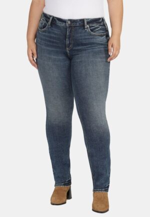 Plus Size Silver Jeans Co.&reg; Dark Suki Curvy Mid Rise Luxe Stretch Straight Jean